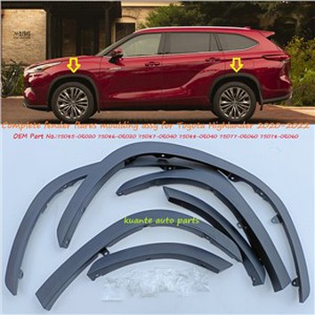Rakitan Fender Flare untuk Toyota Highlander 2020-2022 75085-0E020 75086-0E020 75087-0E040 75088-0E040 75077-0E060 75078-0E060